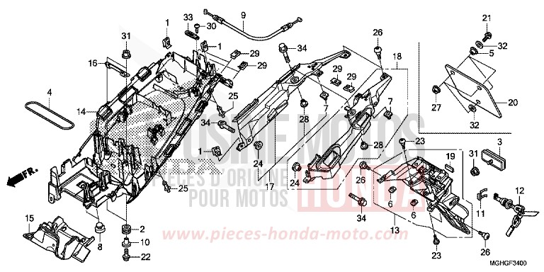 REAR FENDER for VFR1200X Dual Clutch CANDY PROMINENCE RED (R342B) from 2016